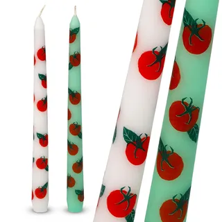 Talking Tables 2 x Spitzkerzen mit Tomaten-Design aus Wachs, stilvolle Tischdekoration & Tischmittelpunkt, Sommerdeko, umweltfreundliche Verpackung, duftfrei, lange Brenndauer, 23 cm