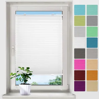 bobodeco Plissee ohne Bohren Plissees Klemmfix - Weiß 35 x 80 cm (BxH) - Easyfix Plisseerollo Jalousie Faltrollo Blickdicht - Sichtschutz - Sonnenschutz Fertifplissee - Rollos für Fenster und Tür