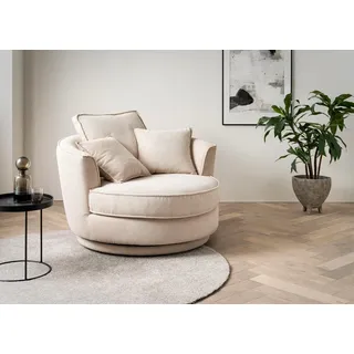 Leonique Drehsessel MAISIE, Love Seat XXL, Lese-Sessel BIG-, Sessel in MEGA CORD u. Web-Velours, 360 Grad drehbar beige|braun