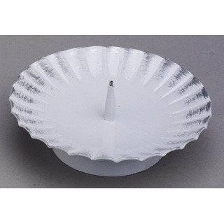 Kerzenleuchter weiß/silber aus Eisen mit Dorn Ø 12 cm Ideal für Taufkerzen, Kommunionkerzen
