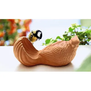 Dekoleidenschaft Vogeltränke Taube aus Terracotta, klein, Futterstelle, Wassertränke, Wasserschale, Wildvogeltränke, Vogelbad, Wasserstelle, Garten-Deko für Draußen