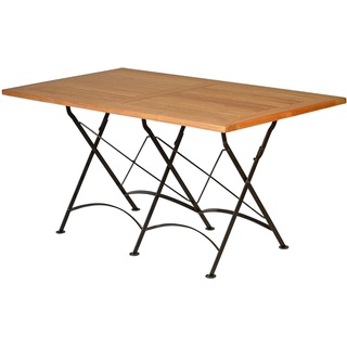 Teak Klapptisch Bellevue (150 x 80 cm) Klappbar Tisch Stahl Holz Garten Balkon