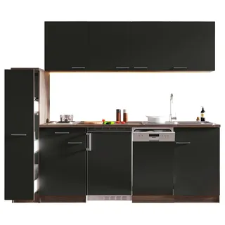 Respekta Küchenzeile Oliver 225 cm Grau