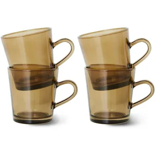 HKliving - 70's Kaffeebecher 200 ml, mud brown (4er-Set)