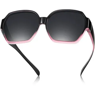 TINHAO Polarisierte Überzieh Sonnenbrille Damen UV-Schutz Überbrille Sonnenbrille für brillenträger Quadrat Leicht Fit-Over Brille(Verlauf Rosa)