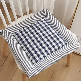 Atmungsaktives Kissen Aus Baumwolle Und Leinen Für Homeoffice, Futon, Tatami, Esszimmerstuhl, Frühling Und Herbst, Dunkelblau, 40 X 40 Cm