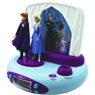 Lexibook RP510FZ Disney Frozen Eiskönigin 2 ELSA & Anna, Projector-wecker mit Klingeltönen, Nachtlicht, projeziert die Zeit an die Wand, Soundeffekte, mit Batterien, Blau/lila