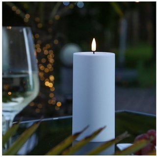 Deluxe Homeart LED-Kerze LED Kerze MIA für Außen flackernd H: 15cm D: 7,5cm outdoor weiß (1-tlg) weiß