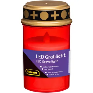 IDENA Grabkerze LED, 12cm, rot