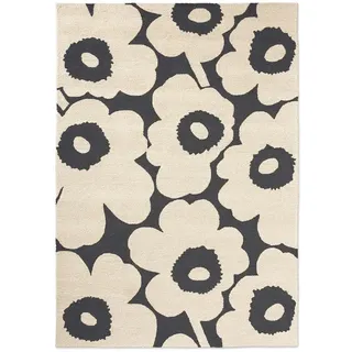 Outdoor-Teppich Marimekko Unikko Brink & Campman charcoal white grau, Designer Maija Isola, 200x1.1 cm