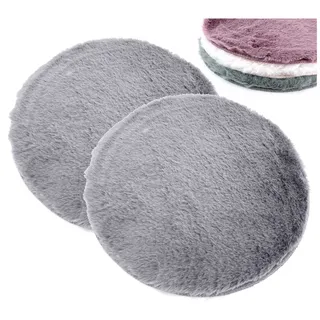heimtexland 2er Pack Sitzkissen Fellimitat Hase flauschig weich wärmend Stuhlauflage Kunstfell Vegan Fell Sitzauflage Bank Kissen Chalet Deko Holzbank Stuhlkissen Typ838 Anthrazit Grau