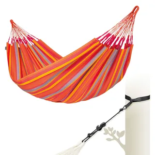 LA SIESTA® Brisa Hängematte & Baum- & Pfosten-Befestigung, Gurten für Baumen Balken & Pfosten - Wetterfeste Hängematte Stoff, Indoor Outdoor Hängematte für Garten Balkon - Einzel Hängematten, Toucan