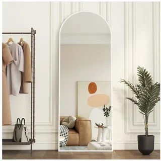 Boromal Ganzkörperspiegel weiß oval großer 160x50cm Garderobenspiegel Flurspiegel Wandspiegel (Hochspiegel, mit Aluminiumrahmen), für Schlafzimmer Wohnzimmer Flur Hotel weiß