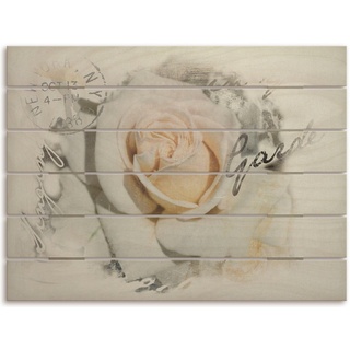 Artland Holzbild In Buchstaben - Rose, Blumenbilder (1 Stück) weiß