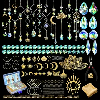 Zosutetoxo Crystal Suncatcher, Sonnenfänger Kristall Bastelset Mit Suncatcher Kristalle & Prisma, Fensterdeko Hängend Für DIY Lichtfänger