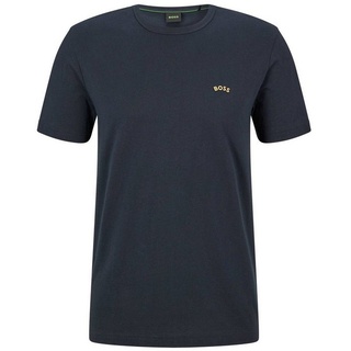 BOSS T-Shirt Herren T-Shirt TEE CURVED mit Bio-Baumwolle (1-tlg) blau Mengelhorn