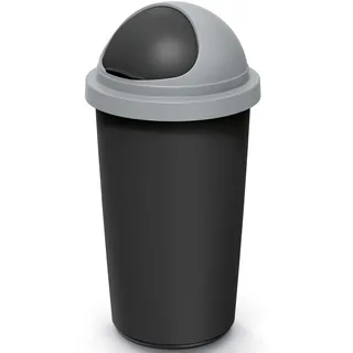 Monzana® Mülleimer Küche 50L mit Schiebedeckel 100% Recycelter Kunststoff Abfalleimer Büro Papierkorb Biomüll Gelber Sack Silber Grau