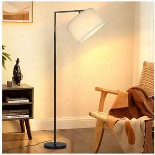 Nettlife Stehlampe Wohnzimmer Vintage Weiß/Schwarz Stoffschirm E27 Bogenlampe Leselampe, mit Fußschalter, LED wechselbar, Schlafzimmer Wohnzimmer Arbeitszimmer weiß 166 cm