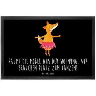 Mr. & Mrs. Panda Fußmatte Fuchs Ballerina, Schmutzfangmatte 60 x 90 cm, Schwarz, Geburtstag, Ba, rechteckig, Höhe: 60 mm, fußmatte Rosa Tütü Schmutzfänger schwarz Ø 90 cm x 90 cm x 60 cm x 60 mm