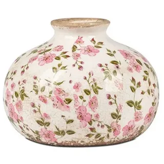 formano Dekovase Vase Vintage Blüten antik weiß rosa H. 13 oder 17cm rosa|weiß 13 cm