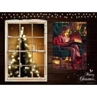 Personalisierter Adventskalender mit Schokolade und eigenem Foto mit Weihnachtsbaum