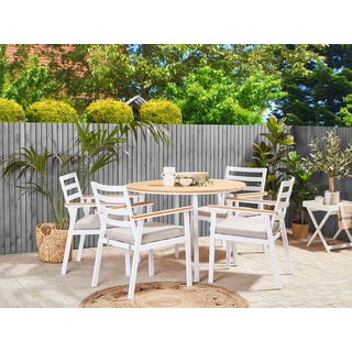 Gartenmöbel Set Aluminium weiß Auflagen beige 4-Sitzer CAVOLI