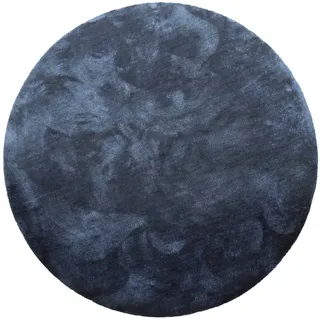 Teppich HOMIE LIVING "Pisa", blau (dunkel blau), H:25mm Ø:200cm, Polyester, Teppiche, Teppich, Hochflor, Microfaser, uni, weich, Shaggy, Wohnzimmer, Schlafzimmer