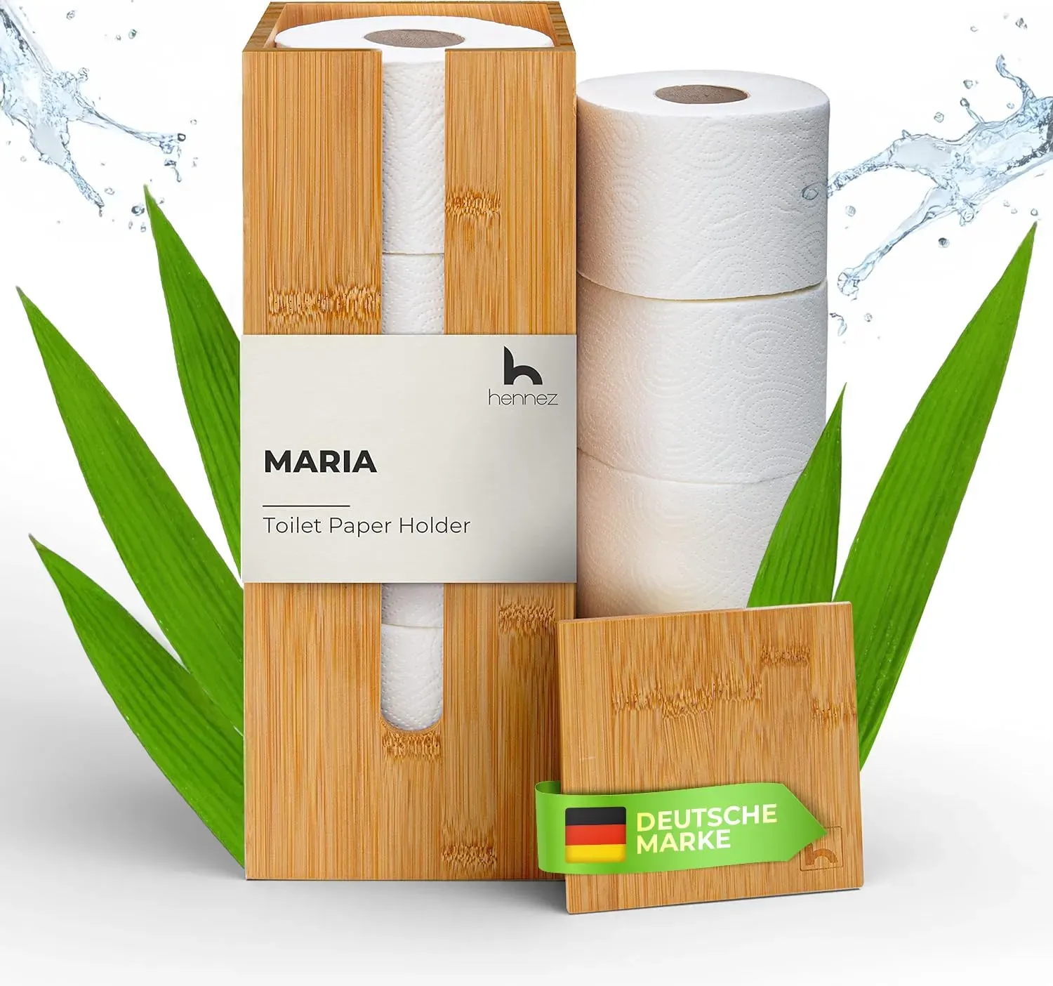 APLusee Toilettenpapierhalter Mit Ablage – Sinterstein & Edelstahl, Mattschwarz – Wandmontage Für Bad & Küche