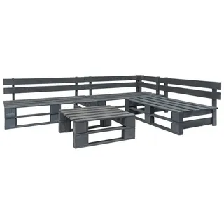 furnicato Gartenlounge-Set Paletten-Sofa-Set 220 x 176 x 55 cm Grau, (1-tlg), Witterungsbeständige Sitzgruppe mit Couchtisch für deinen Garten grau