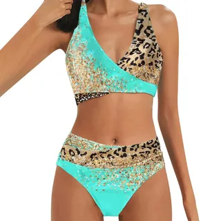 SKFLABOOF Bikini Damen Set Push Up High Waist Bikinis Rot Sportbikini Grosse Grössen Bikini-Sets Sport Super Badeanzug Bademode Schwarz Bikini Top & Bikini Tanga