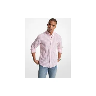 MK Gestreiftes Hemd Aus Leinenmischgewebe - Rosa - Michael Kors - XL