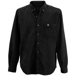 Manufaktur13 Langarmhemd Cord Hemd - Langarmshirt, Freizeithemd Atmungsaktiv schwarz