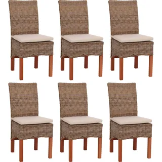 MCW Esszimmerstuhl Var Korbgeflecht braun 6er Set