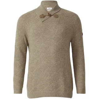 Wollmix-Pullover mit Schalkragen und Struktur - beige - 5XL