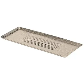 Meinposten Tablett Dekotablett Dekoschale silber Metall Deko Kerzentablett (Kleines Tablett, 47 x 19 cm)