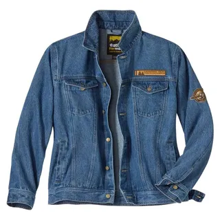 Atlas For Men - Jeansjacke Gewebter Aufnäher für Herren AF1953 (L) (Blau) - Blau - L