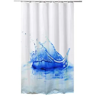 ADOB Textil Duschvorhang Motive Splash, 180 x 200 cm, waschbar, mit Gewichtsband und 12 Duschvorhangringen, 91085