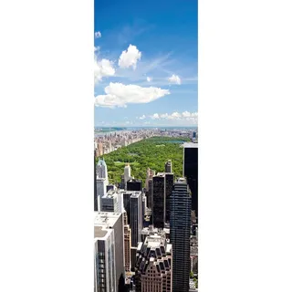Fototapete ARCHITECTS PAPER "Central Park", bunt (blau, grau, grün), B:1m L:2,8m, Vlies, Tapeten, Skyline Tapete Natur Fototapete Himmel Panel 1,00m x 2,80m