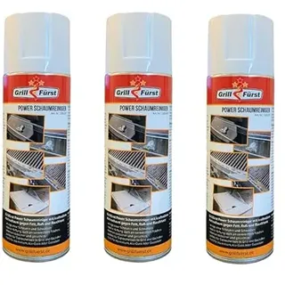 Grillfürst Power Schaumreiniger, 3 x 300 ml - Aktivschaumreiniger für emaillierte Oberflächen und Edelstahl, Scheibenreiniger für Grill und Backofen