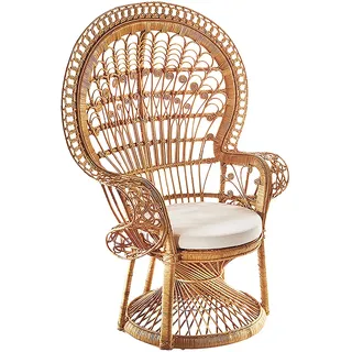 Rattansessel Pfauenthron Relaxsessel Korbsessel aus Rattan mit Kissen