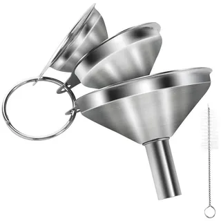 FELIXLEO Trichter 3 Stück Edelstahl Trichter Set Mini Trichter mit Bürste Griff