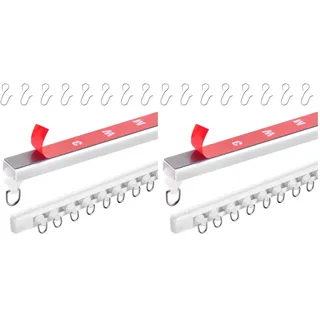 VEVOR Decken-Vorhangschienen-Set 3 m selbstklebend Deckenschienensystem ohne Bohren für Vorhänge, Raumteiler-Vorhangschiene zur Deckenmontage für Wohnzimmer mit Haken& Hardware & 8 Schienen, weiß
