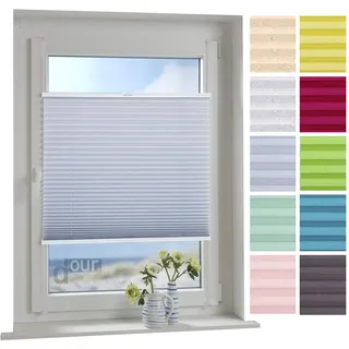 ourdeco® Plissee / 100 x 150 cm (Breite x Höhe) Pastellblau/lichtdurchlässig, Blickdicht/verspannt/zum Klemmen und Montage ohne Bohren