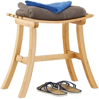 Relaxdays Hocker aus Bambus 56 x 48 x 28,5 cm Braun