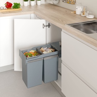 Herausnehmbarer Mülleimer für Küchenschrank, Mindestbreite 400 mm, mit 2 Eimern à 21 Liter