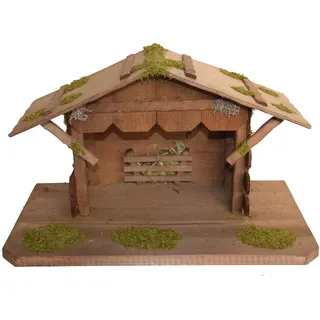 Alfred Kolbe Krippe Krippenstall bis 12 cm Figuren, Weihnachtsdeko (1-tlg), Echtholz braun