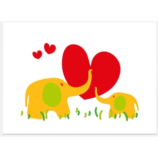 KEEDDO Kinder Dekofolie A3 - Elefanten mit Herz 42x30 cm