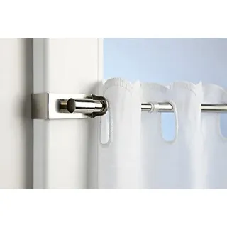 Ventanara® Klemmstange Gardinenstange ohne Bohren ausziehbar Silber 45 – 75 cm