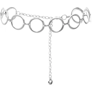 LumiSyne Mode Gürtel Für Damen Kettengürtel Metall Ring Taillengürtel Gold Silber Haken Schließe Verstellbar Kleid Hüftgurt Körperkette Für Party Hochzeit Alltagskleidung(Silber) - Einheitsgröße