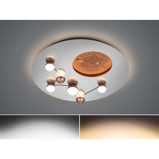 LED Deckenleuchte modern dimmbar indirekte Beleuchtung Silber Mond Motiv Ø 50cm
